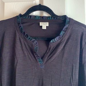JCrew XL Plaid ruffle top